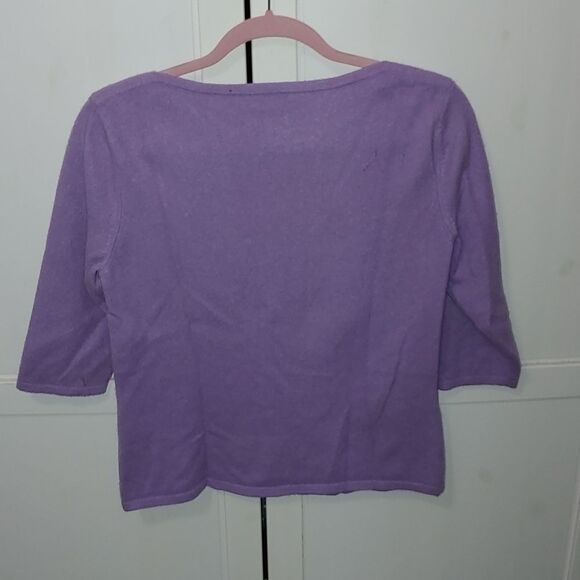 Investments fine cashmere  Lilac purple  Sweater Sz L - Picture 5 of 8